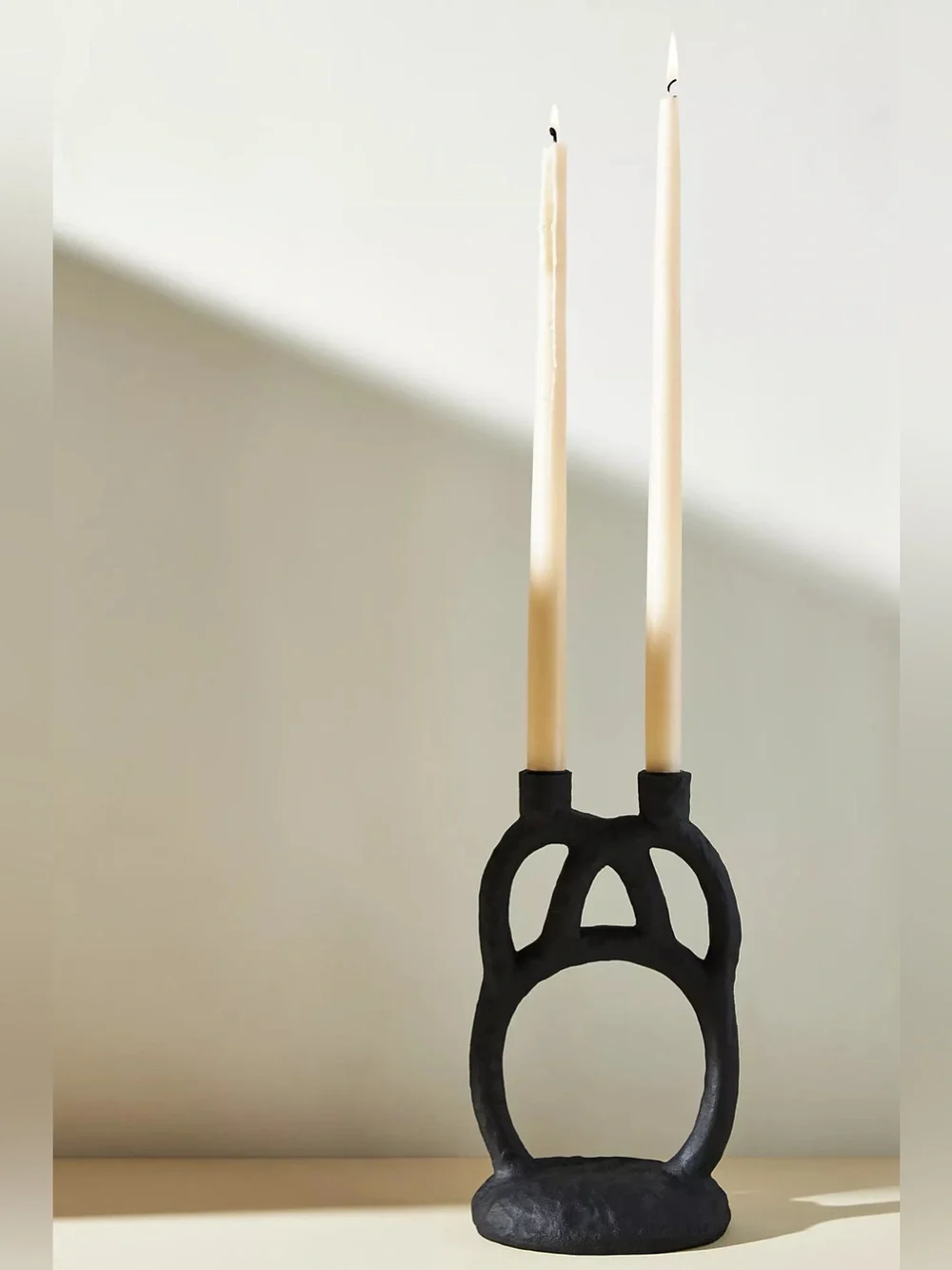 Handcrafted Black Ceramic Double Taper Candle Holder Home Accents anthropologie
